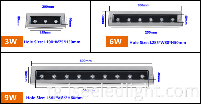  LED Underground light Strip Dimension